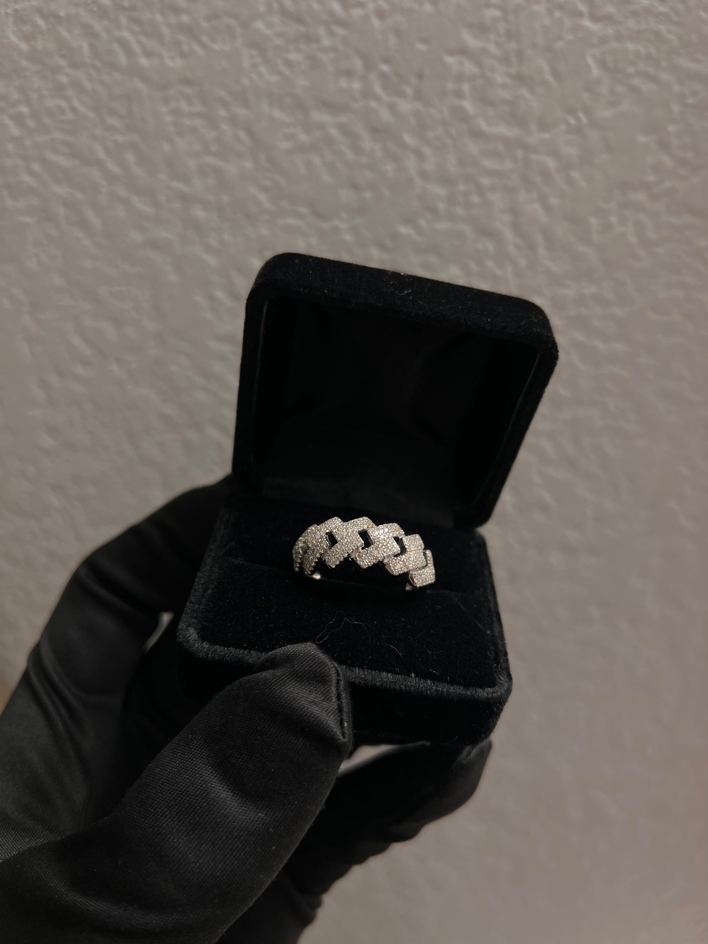 Real silver cuban ring prong set