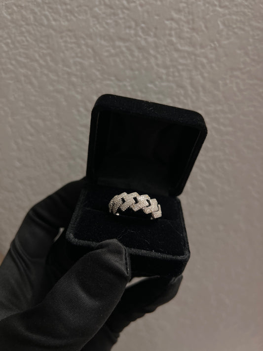 Real silver cuban ring prong set