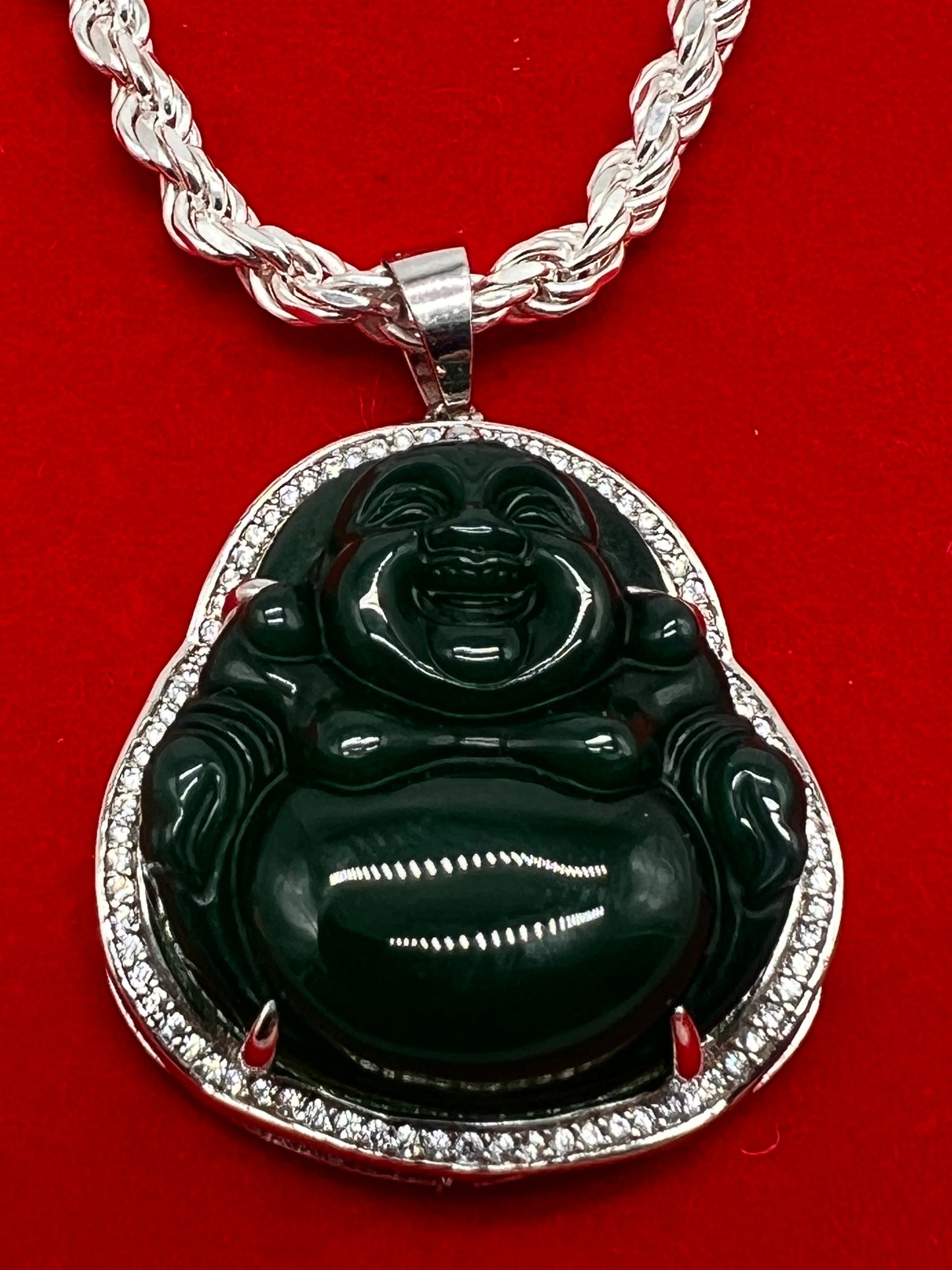 Buddha Real silver w 24inch rope chain