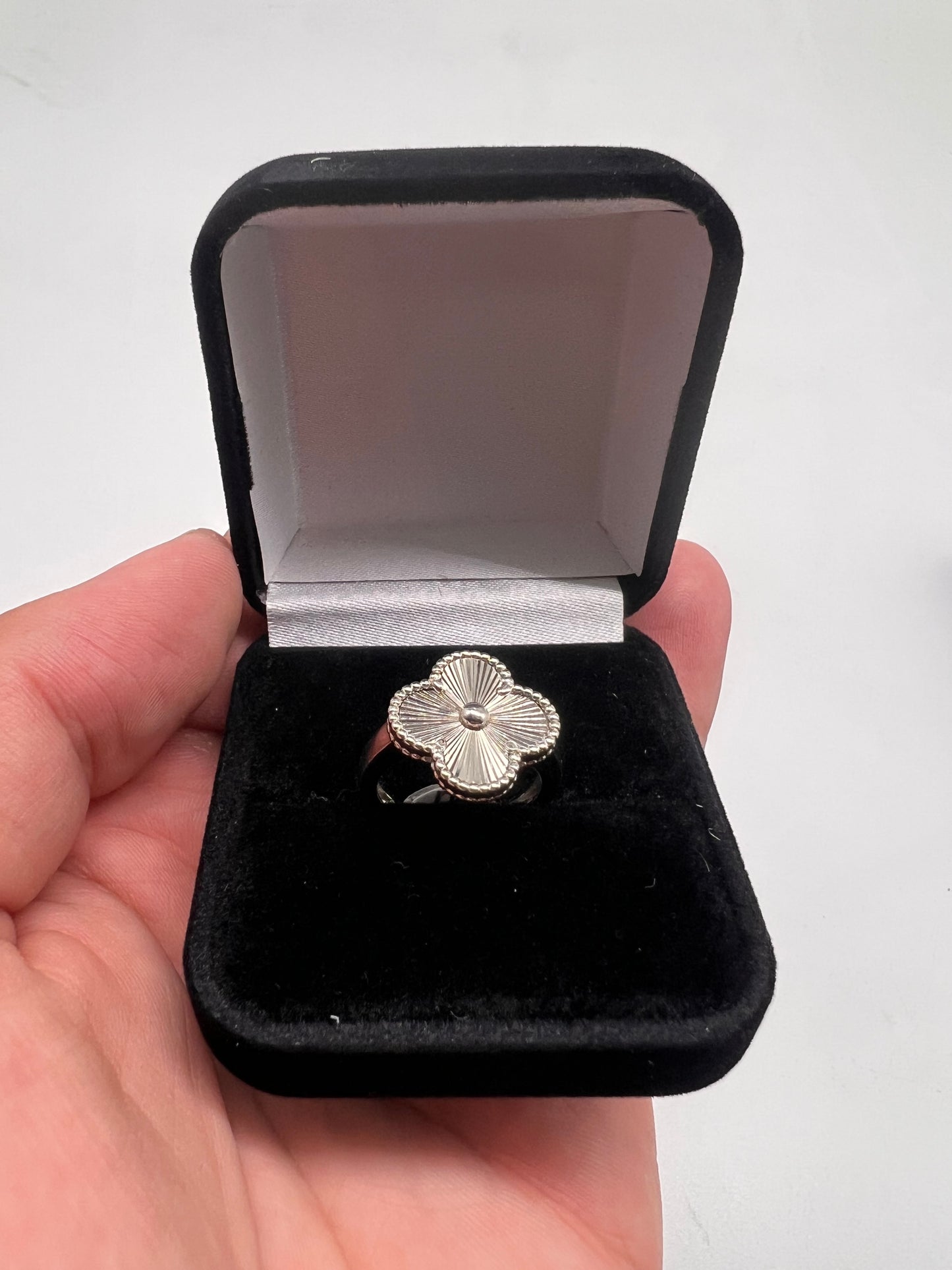 Real Silver clover ring