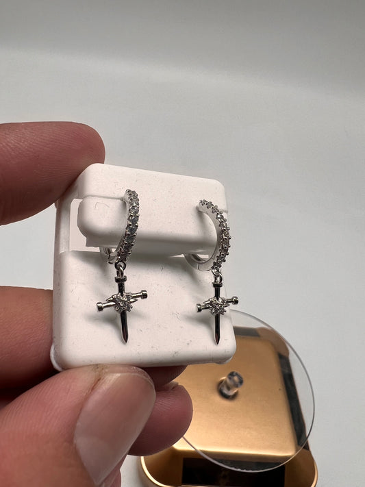 Mail cross earrings real silver