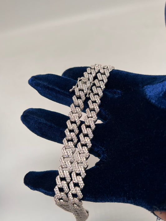 24inch iced cuban chain 7mm real silver