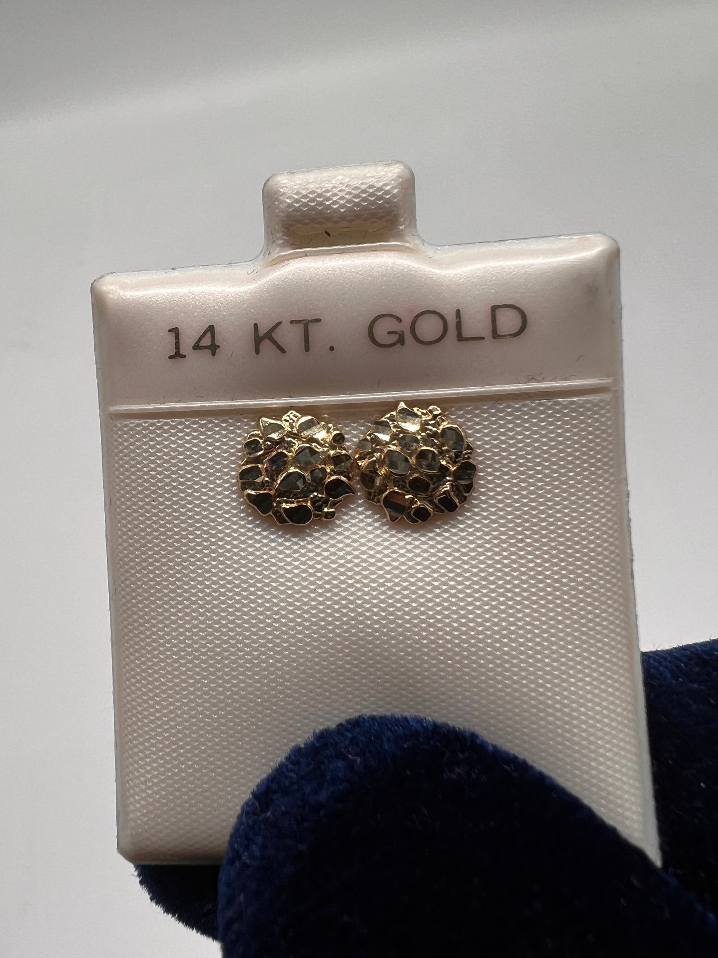 Small nugget earrings 14k real gold