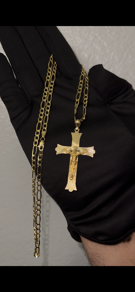 14k real gold cross chainset