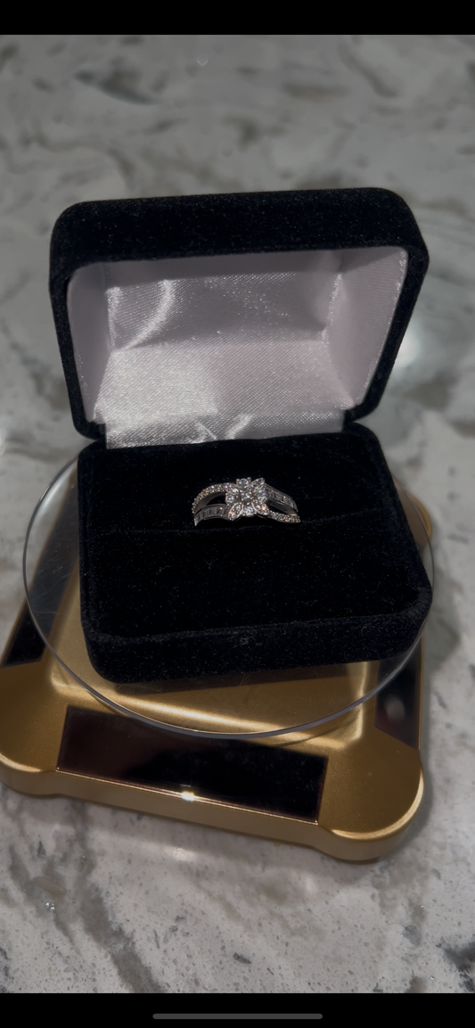 Real silver flower ring