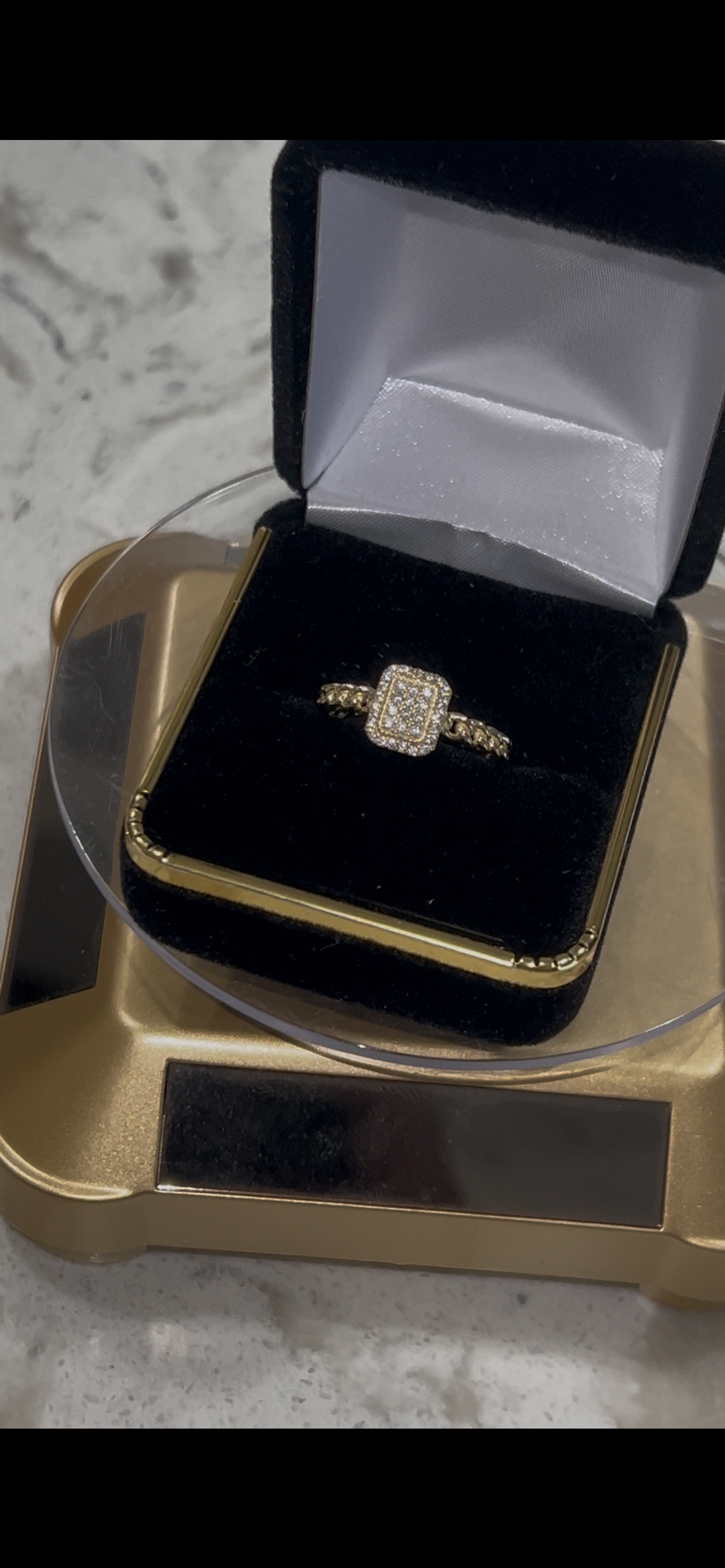 14k real gold baguette shape ring