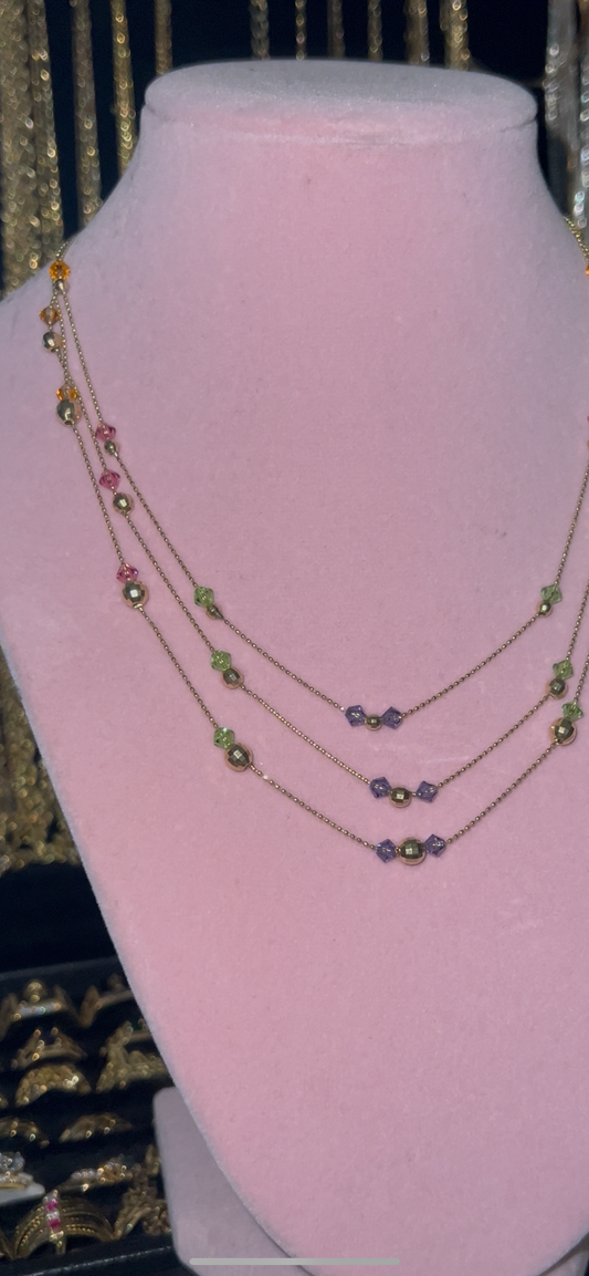 Layered 14k chain multicolor