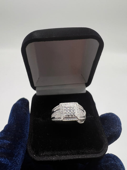 Real silver square style ring