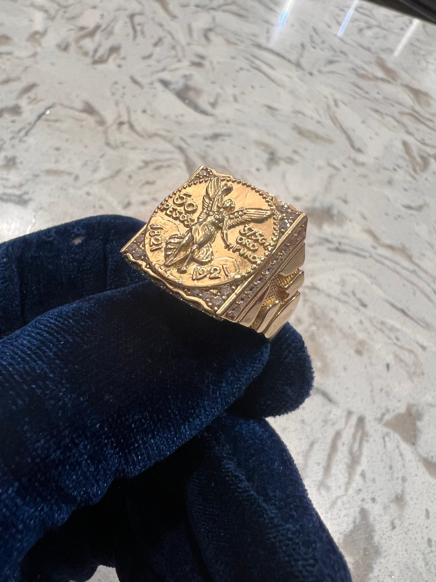 14k real gold centenario ring