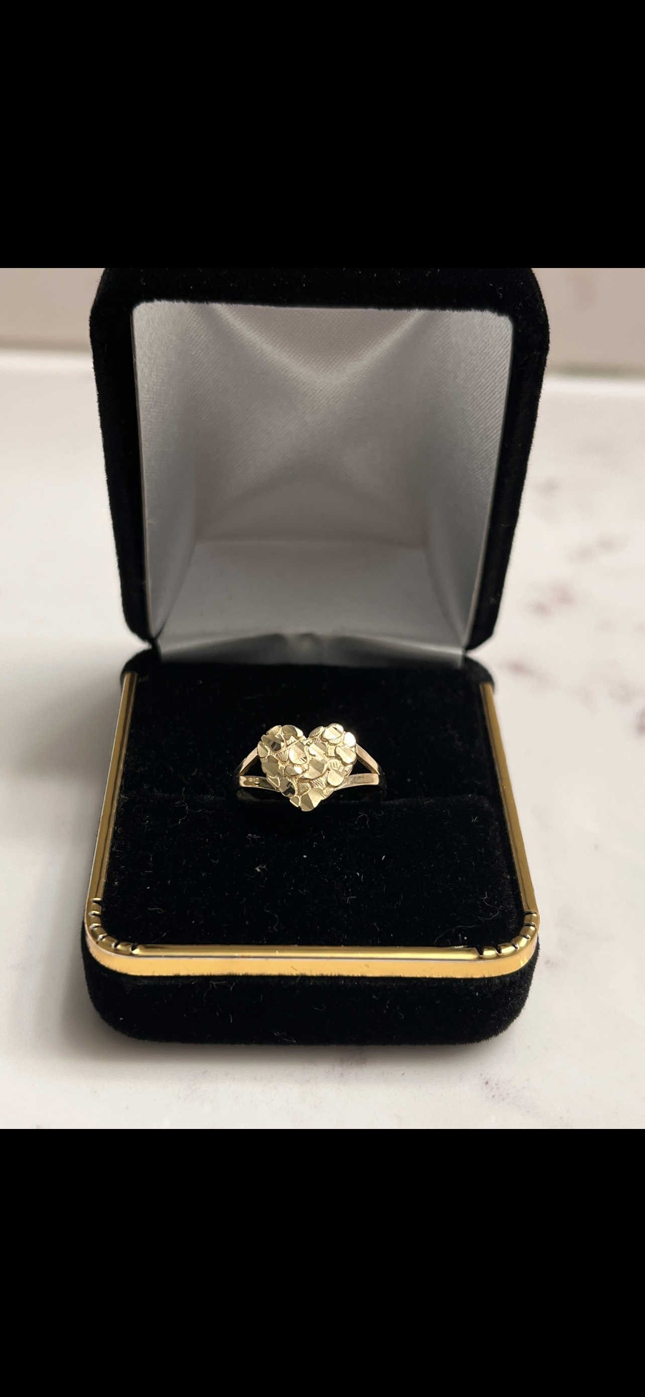 14k real gold heart nugget ring