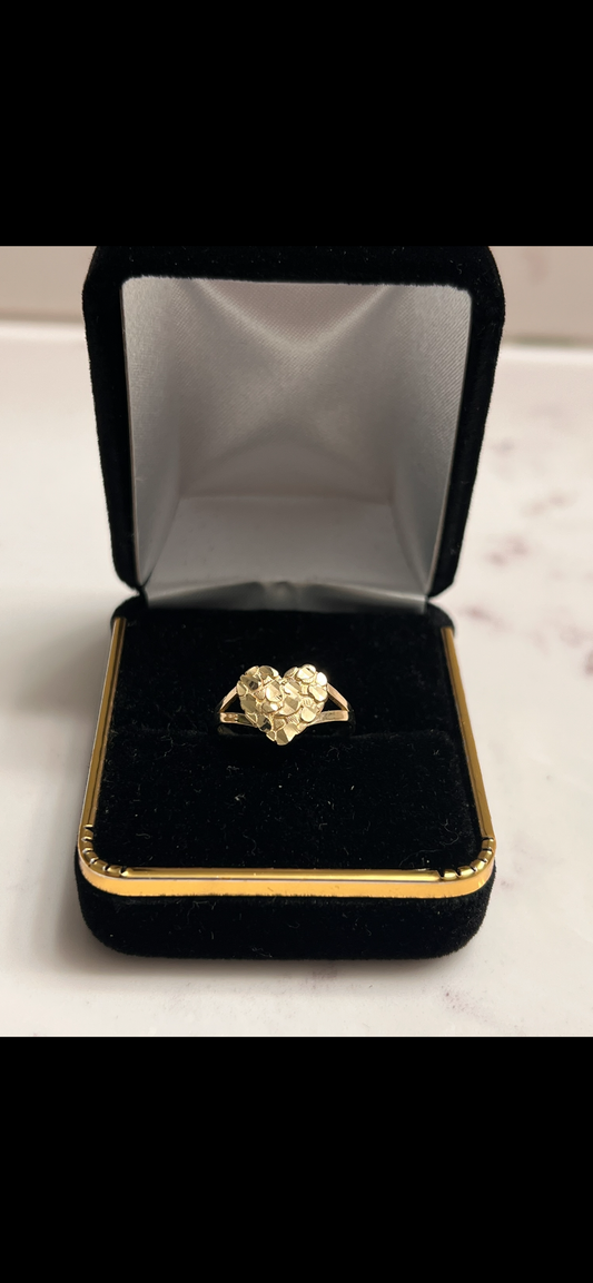 14k real gold heart nugget ring