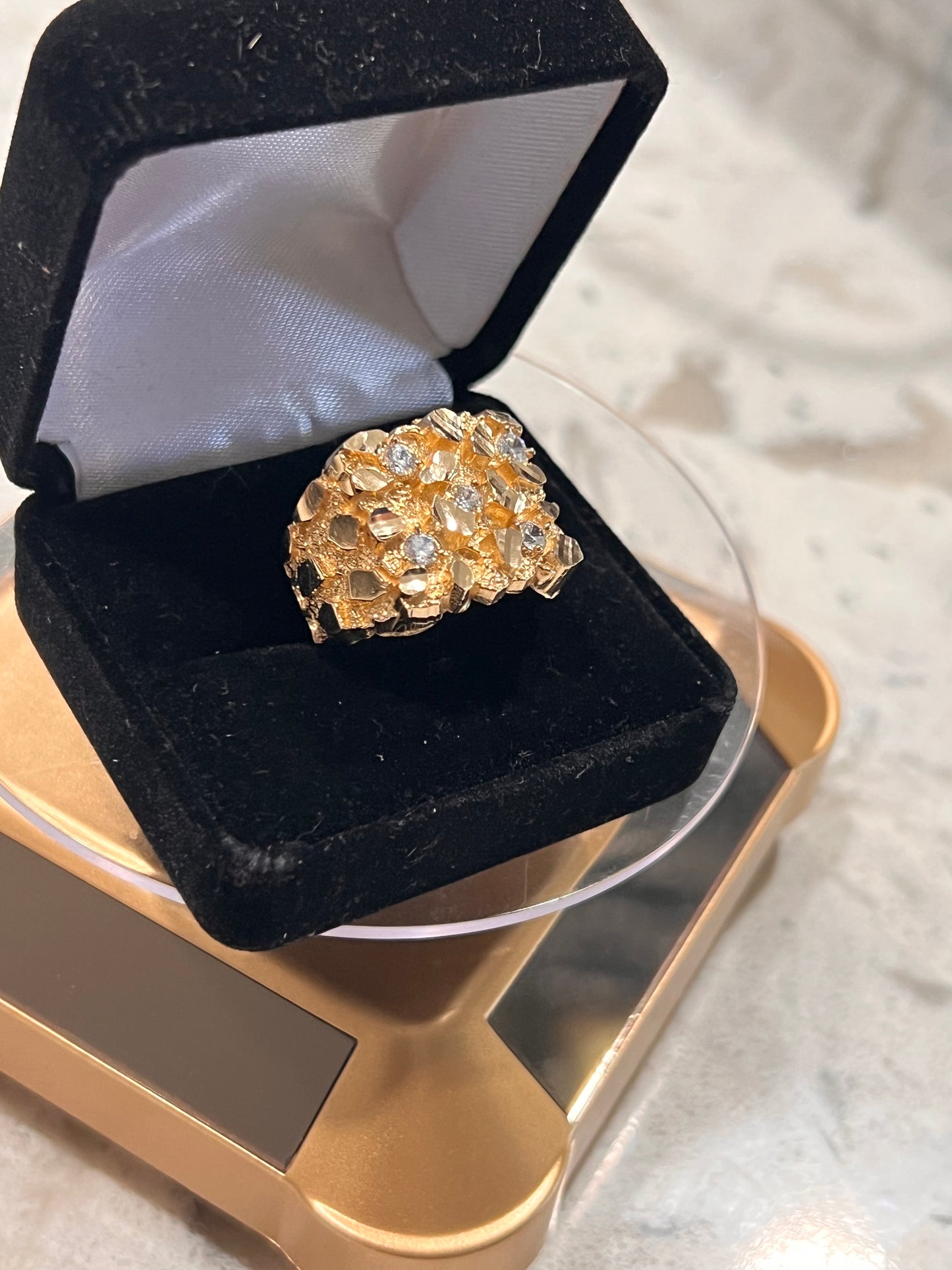 Chunky 14k real gold nugget ring