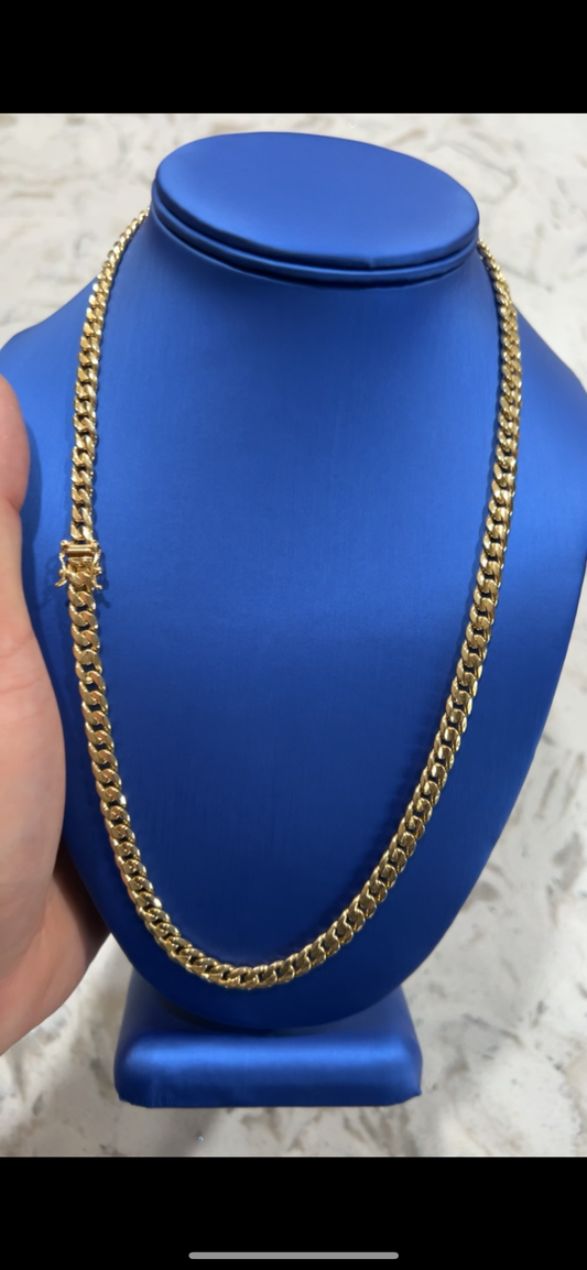14k real gold cuban link chain 22inch 4mm hallow
