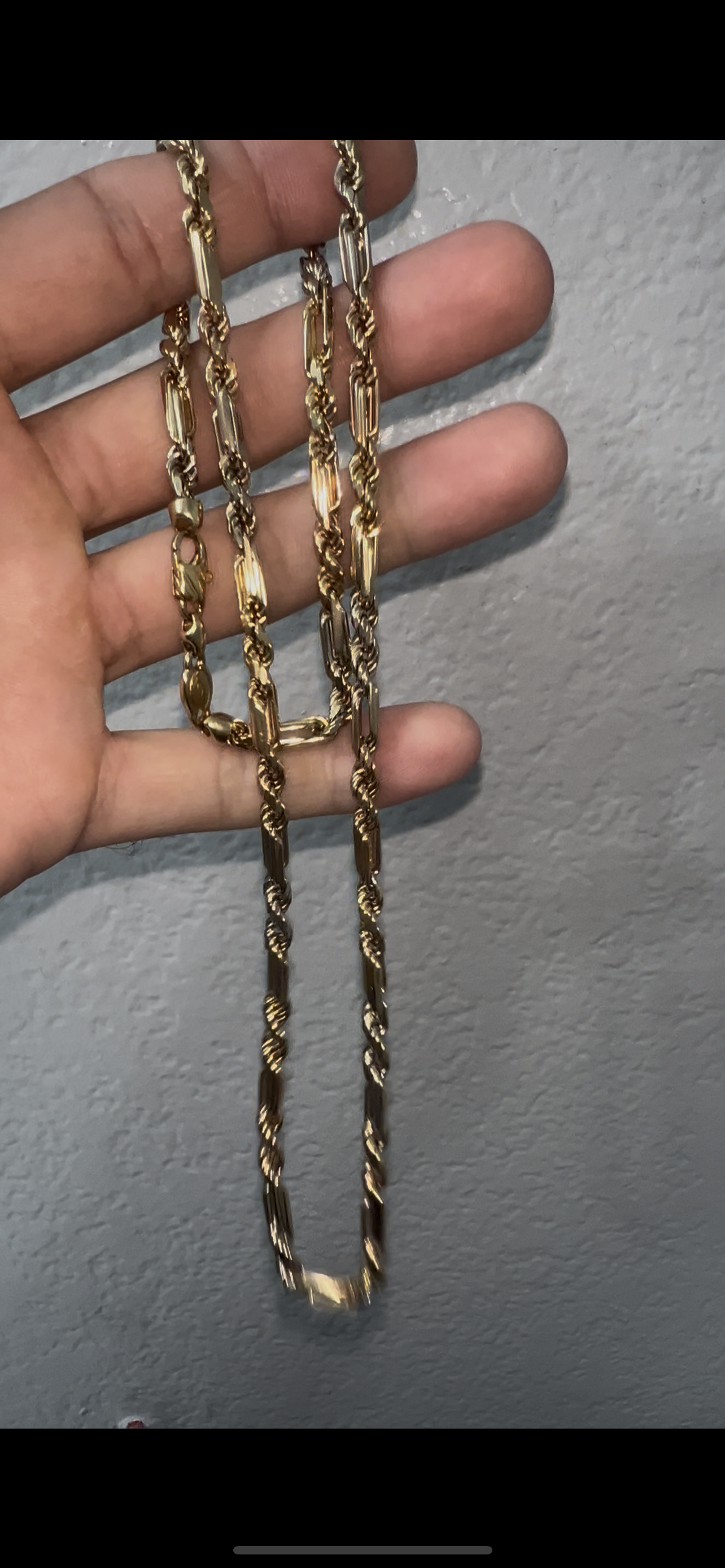 14k tri color Milano chain 5mm