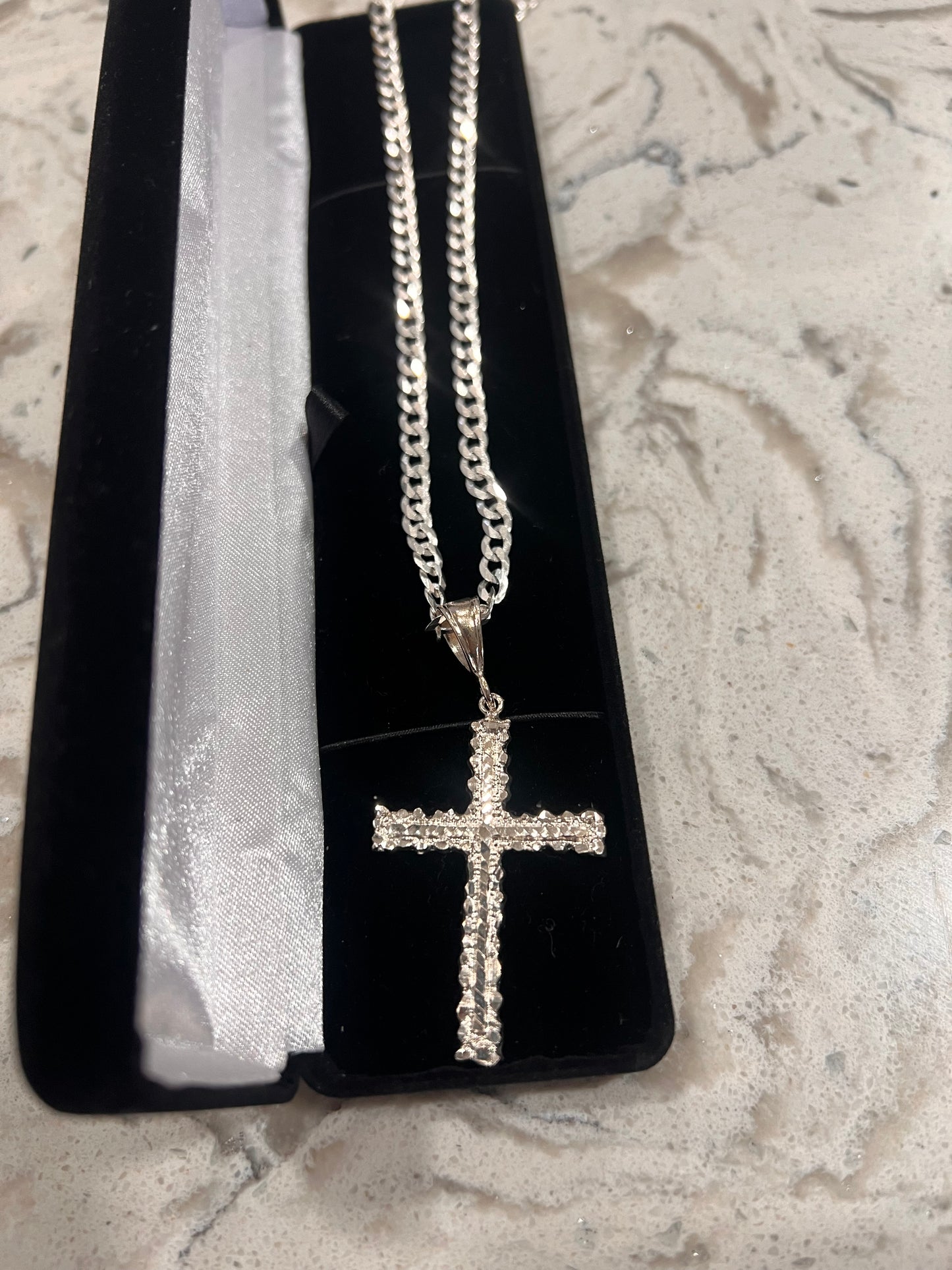 Real silver medium nugget cross