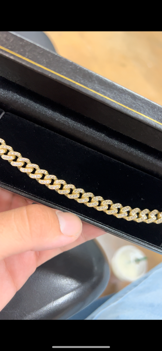 14k real gold Monaco cuban Bracelet