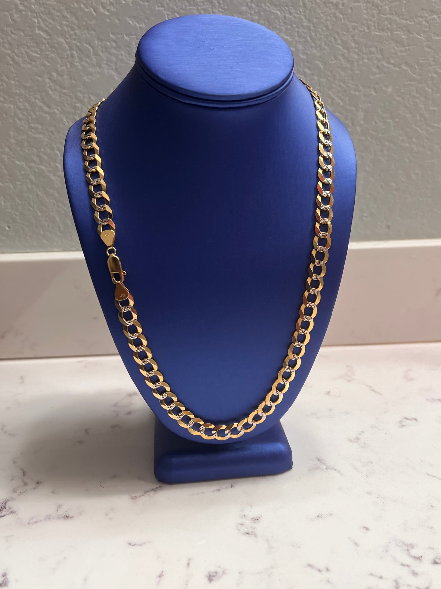 14k solid gold diamond cut cuban chain