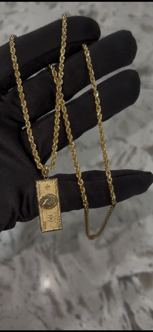 14k real gold 100bill chainset