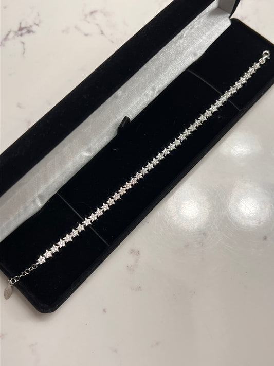 Real silver iced star bracelet