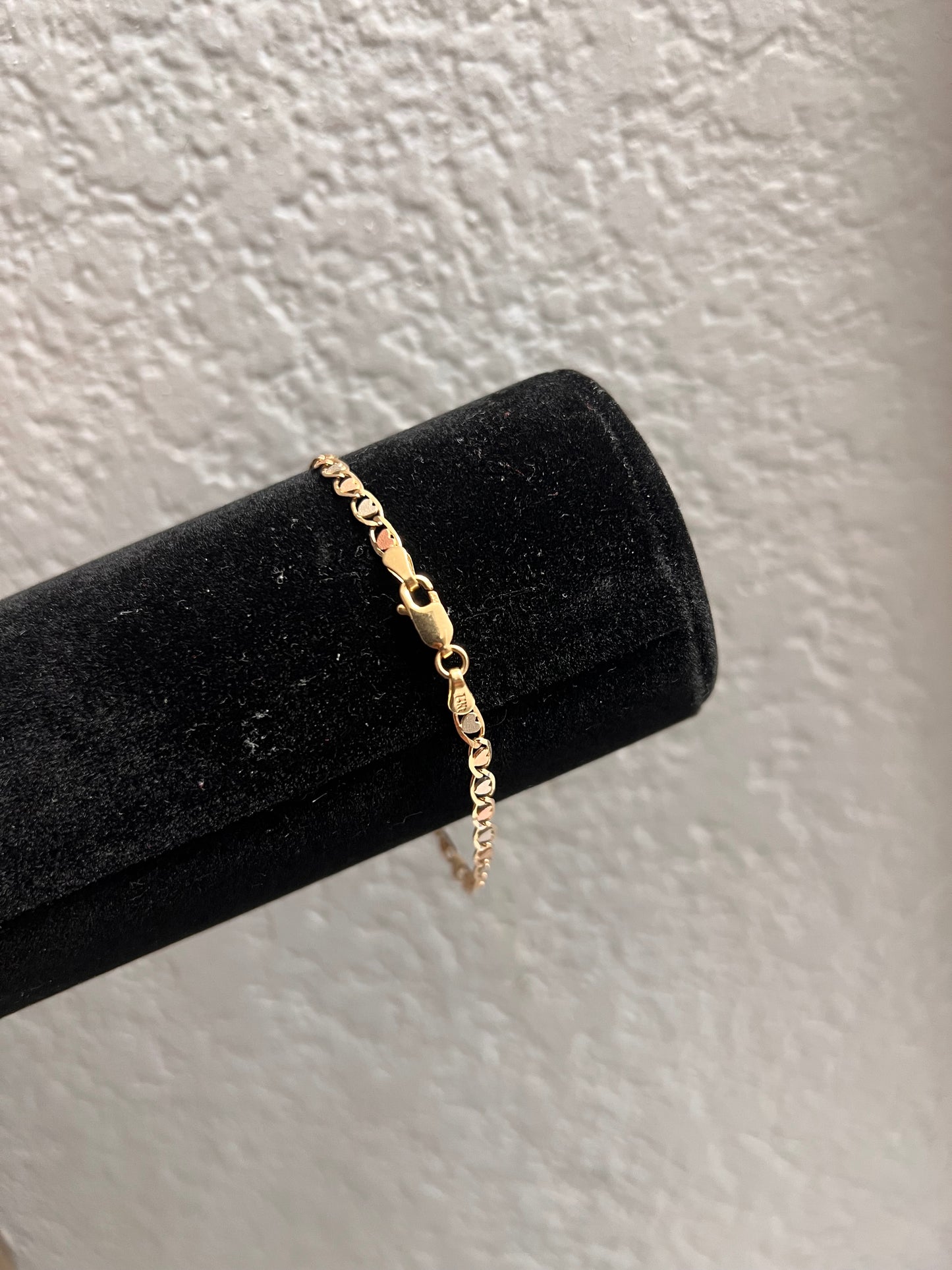 14k real gold tri color heart bracelet