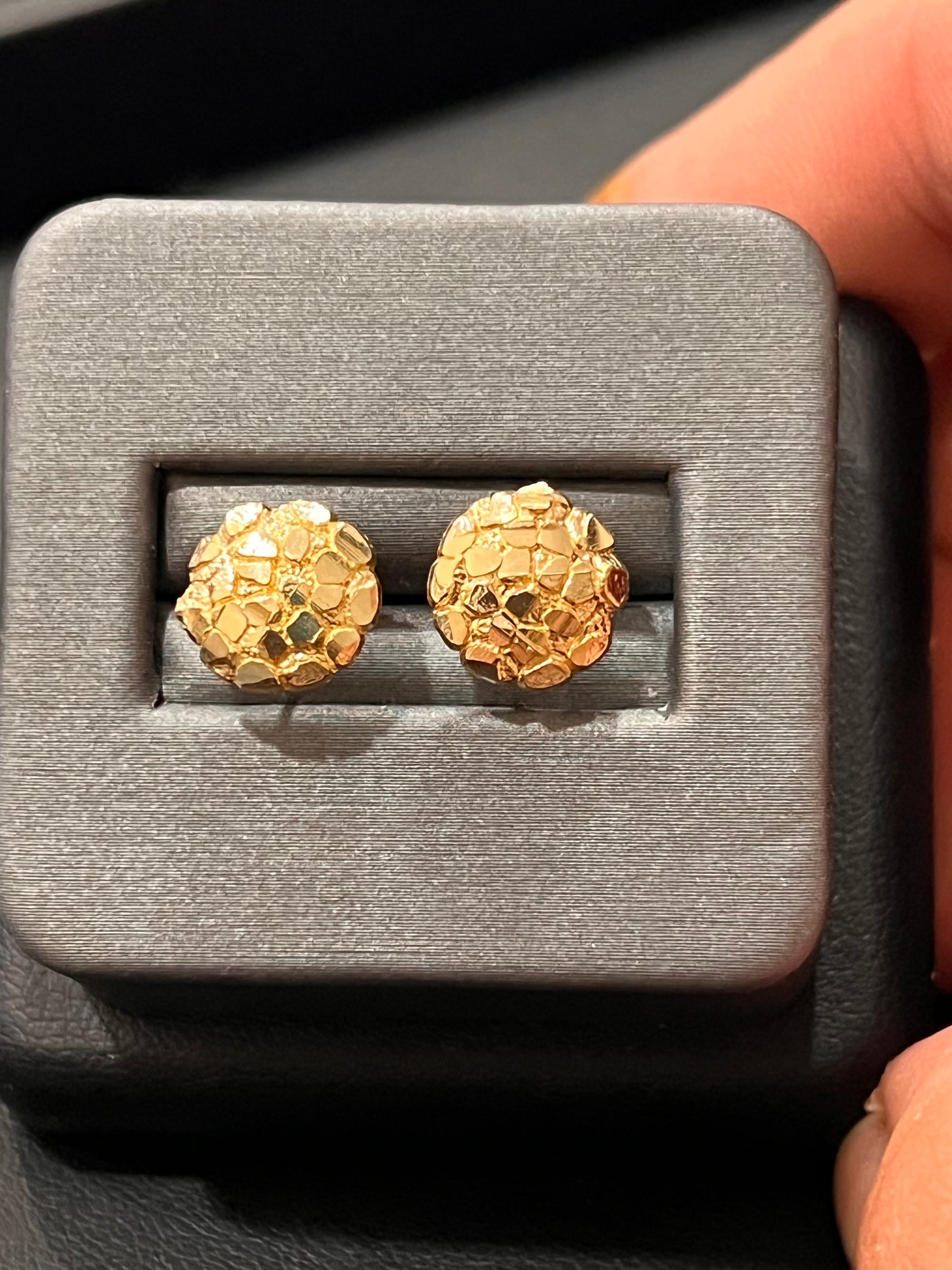 10k real gold medium nugget earrings
