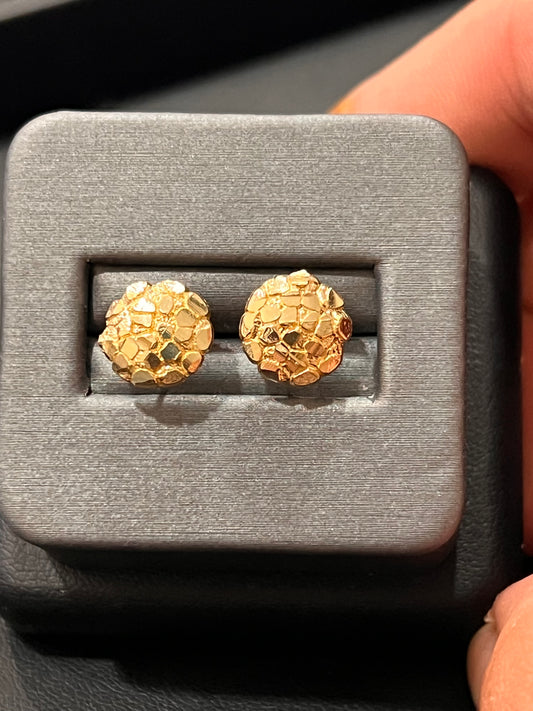 10k real gold medium nugget earrings