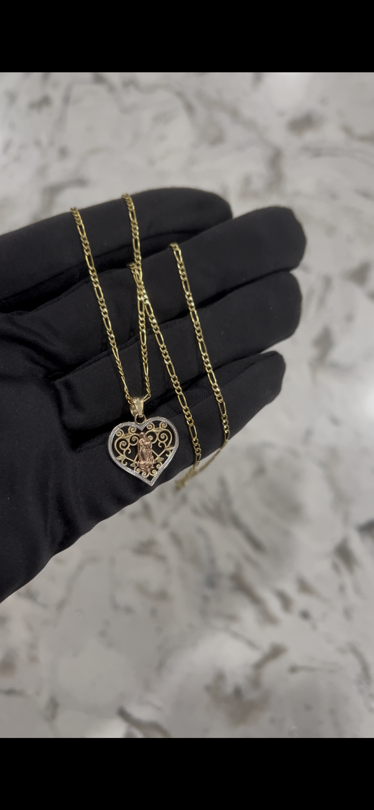 14k real gold virgen Mary chainset