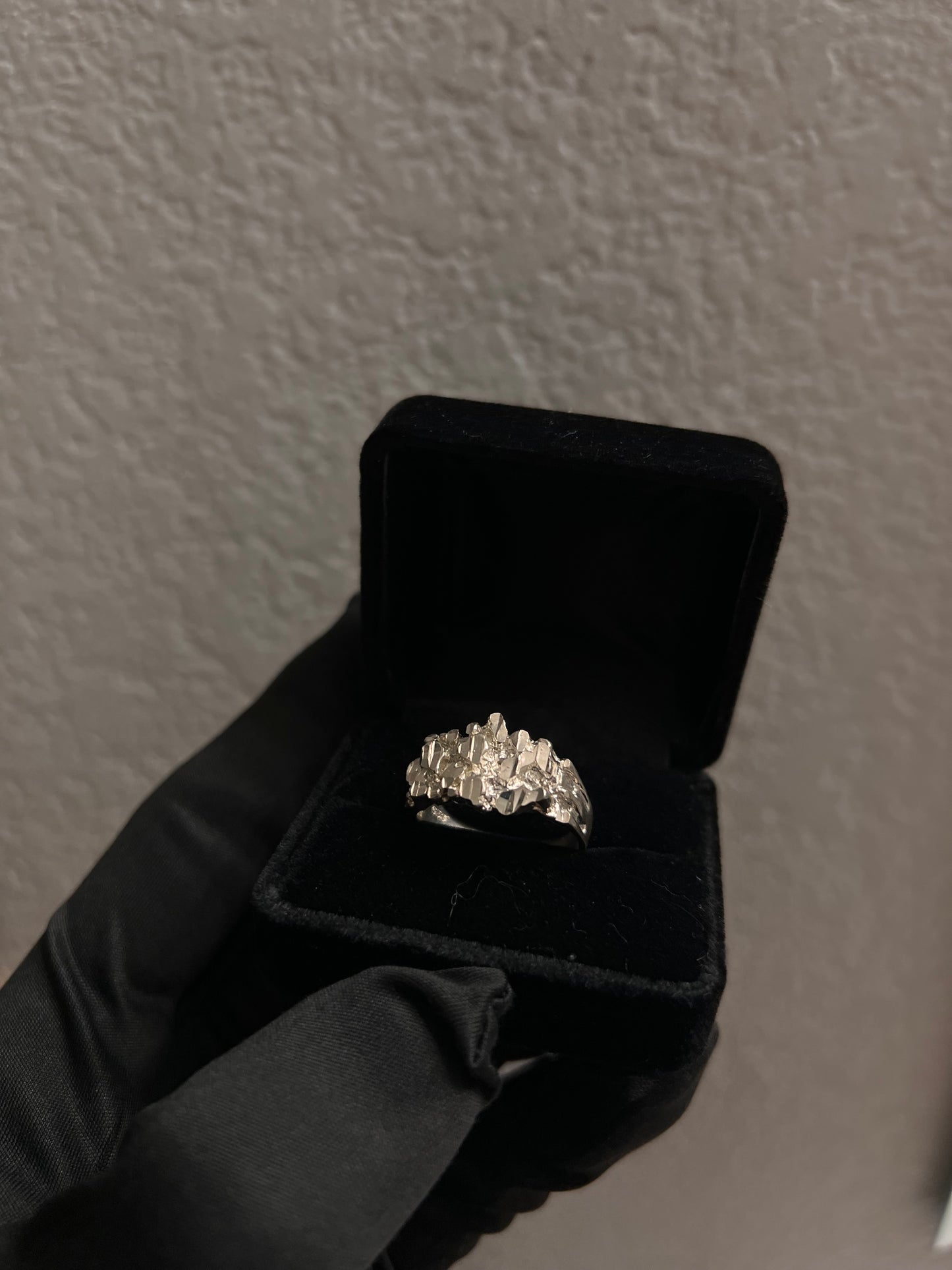 Real silver nugget ring