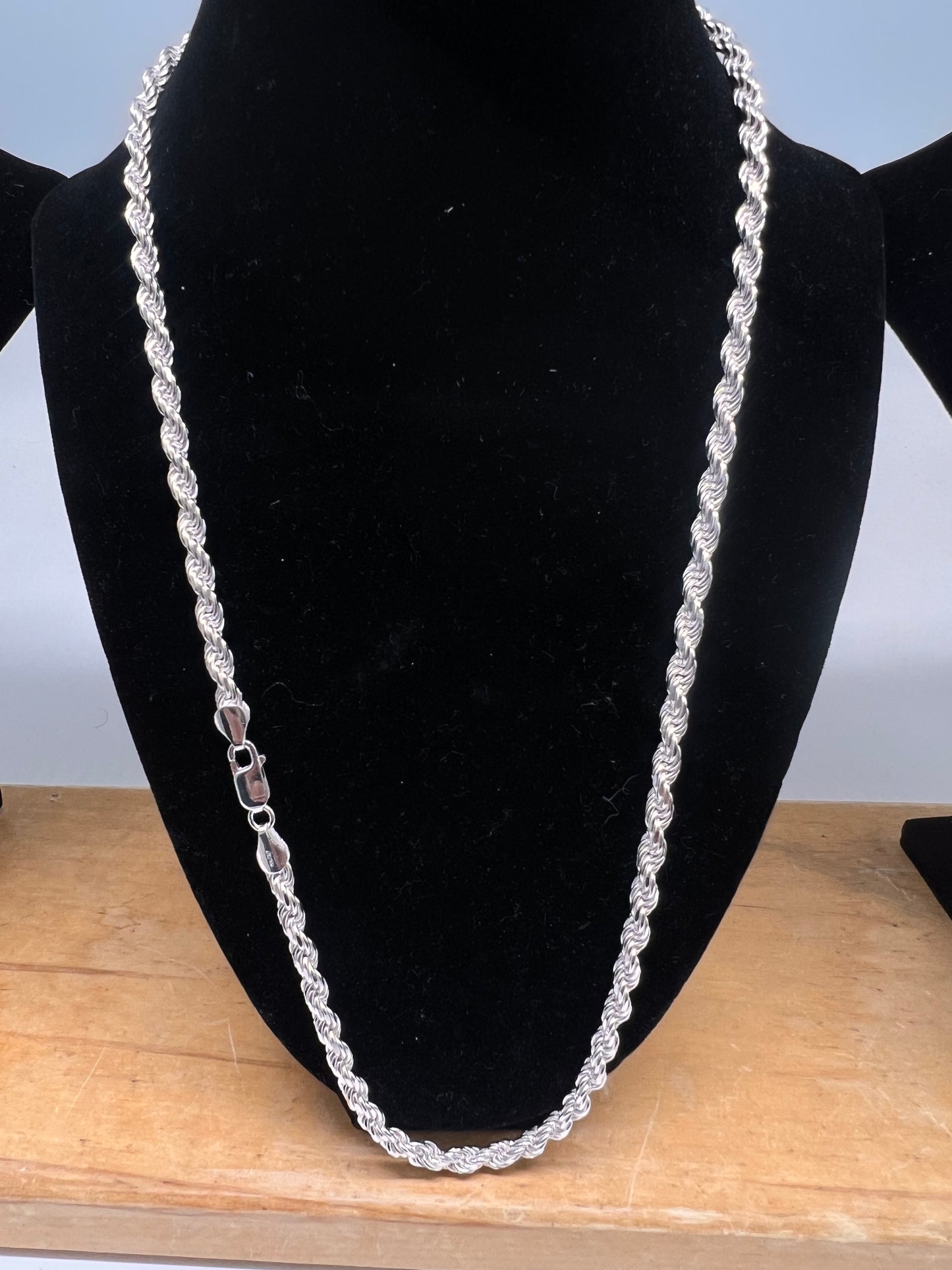 6mm rope chain 24inch real silver