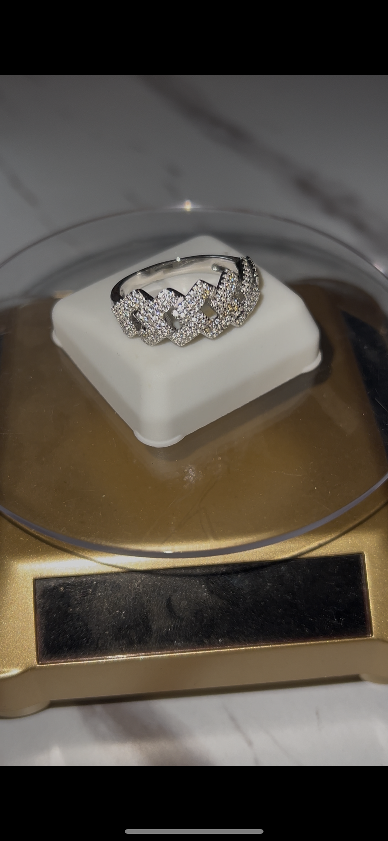 Real silver cuban ring prong set