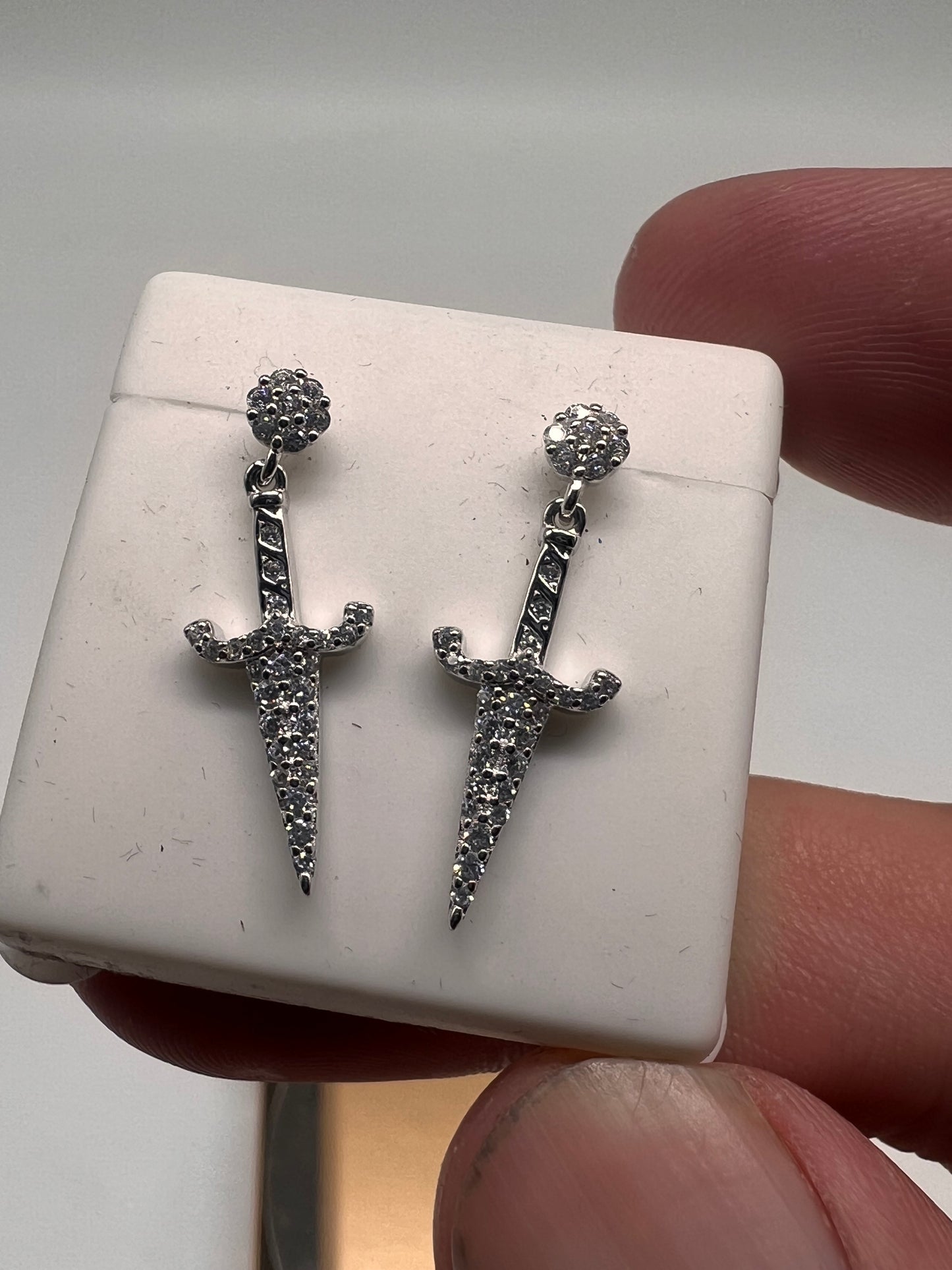 Sword real silver earrings