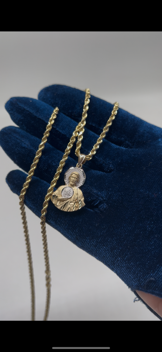 14k real gold San Judas set