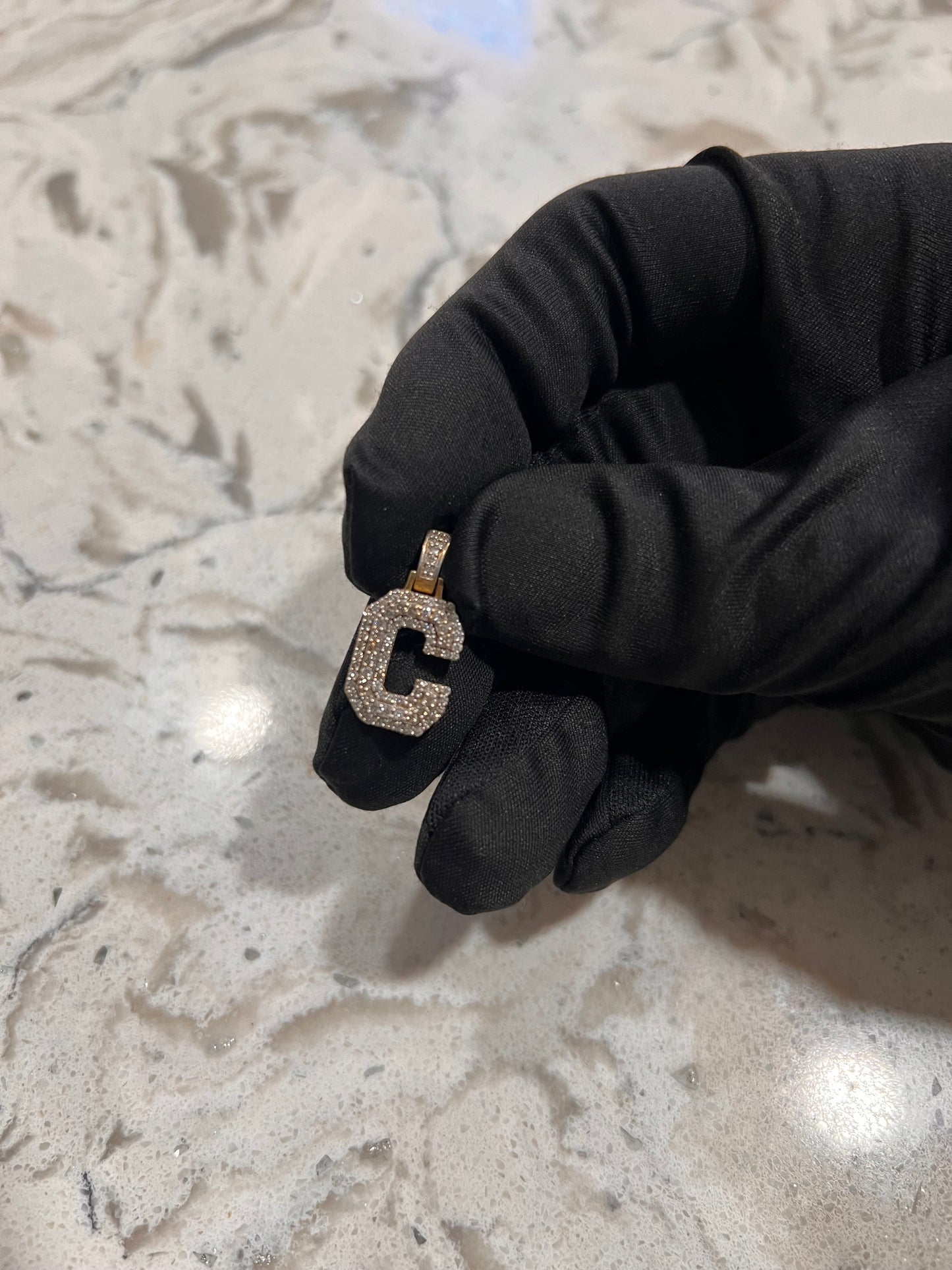 10k real diamond initial pendant
