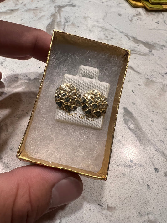 Large 14k real gold nugget earrings