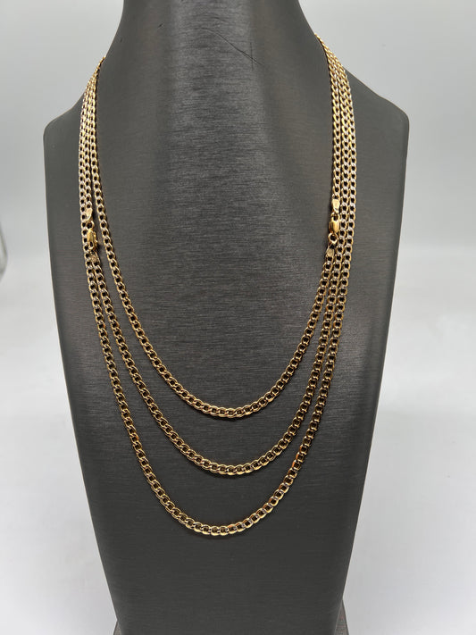3.5mm 14k diamond cut cuban chain real gold