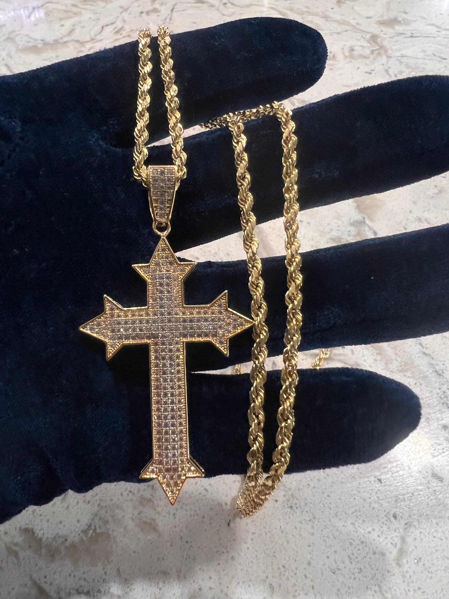 14k real gold cross chainset