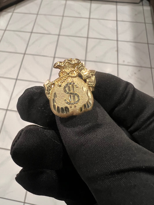 Money bag ring 10k real gold