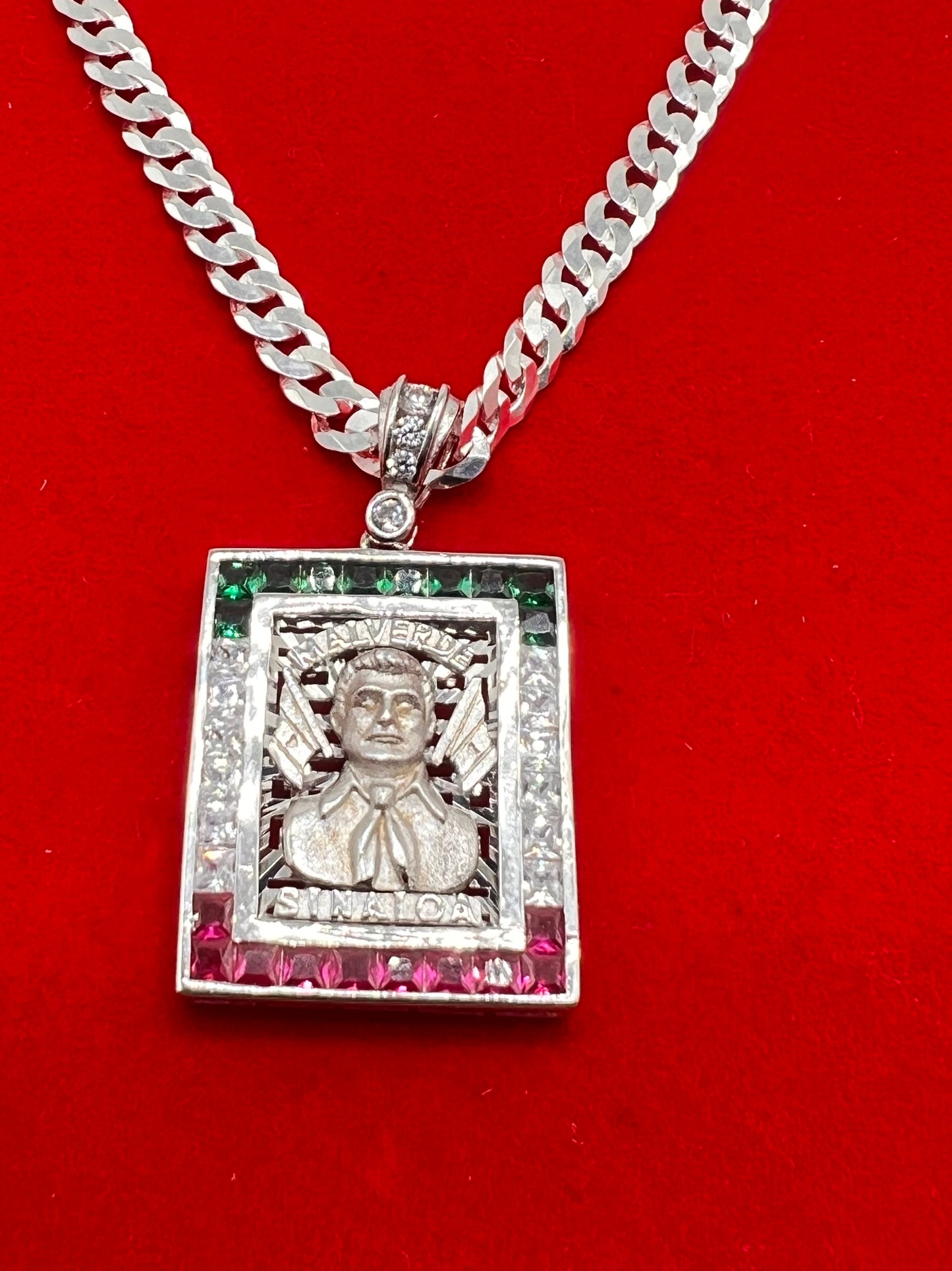 Small Malverde Mexican flag real Silver