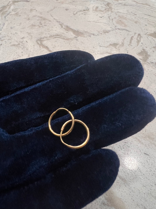 Small tiny hoops 14k real gold