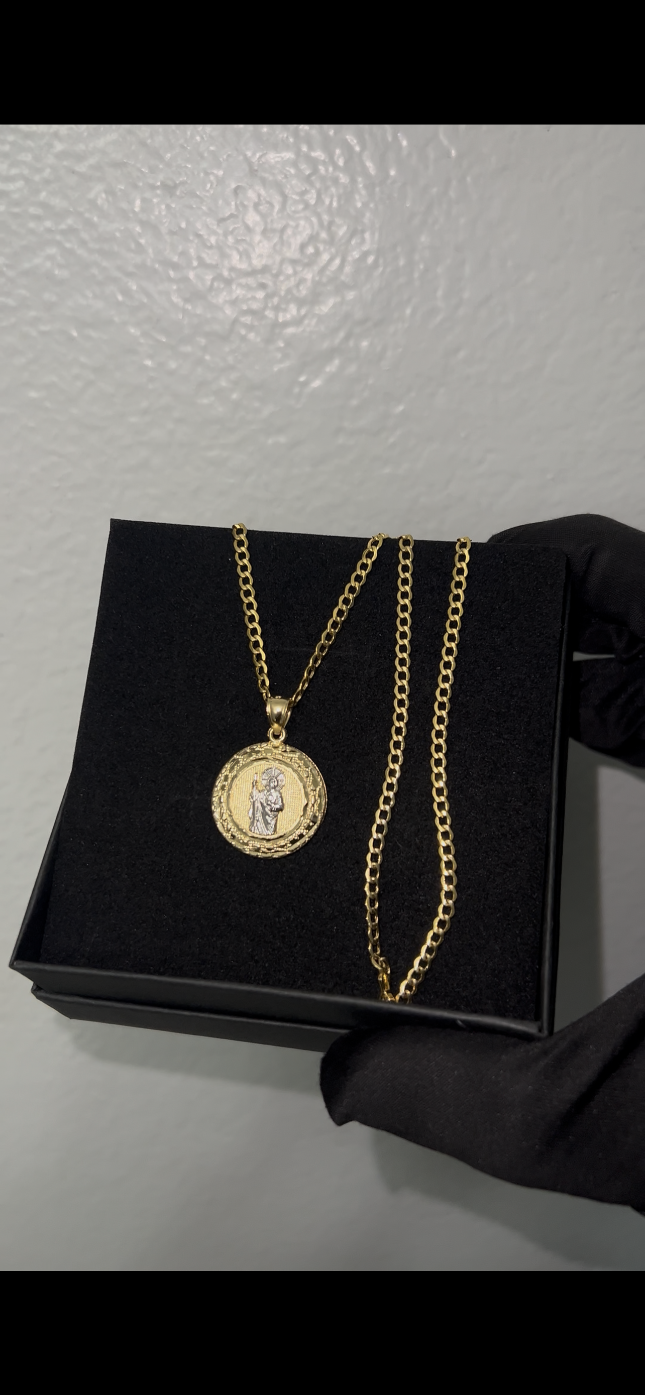 14k real gold San Judas medalla set