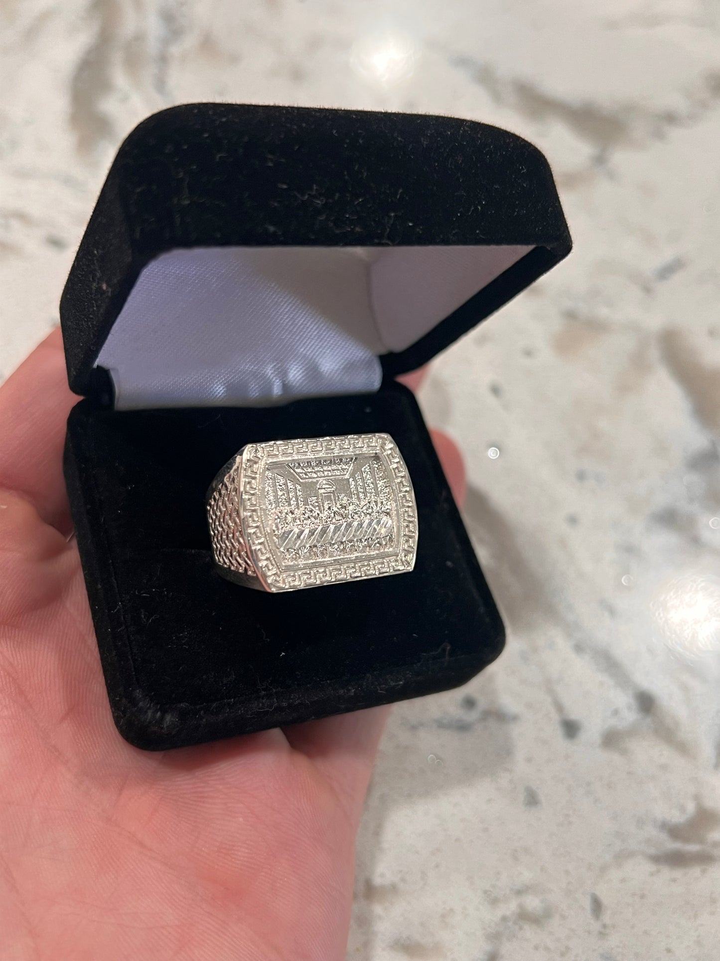 Last supper real silver ring