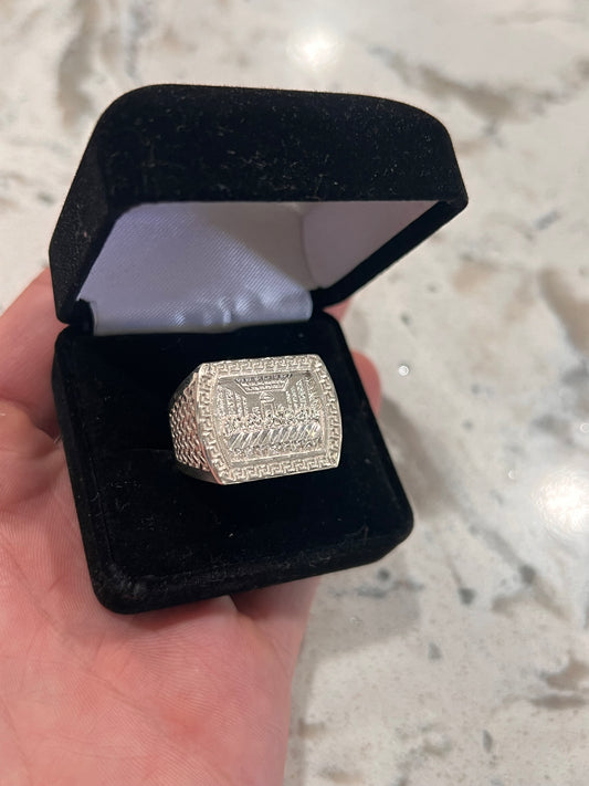 Last supper real silver ring