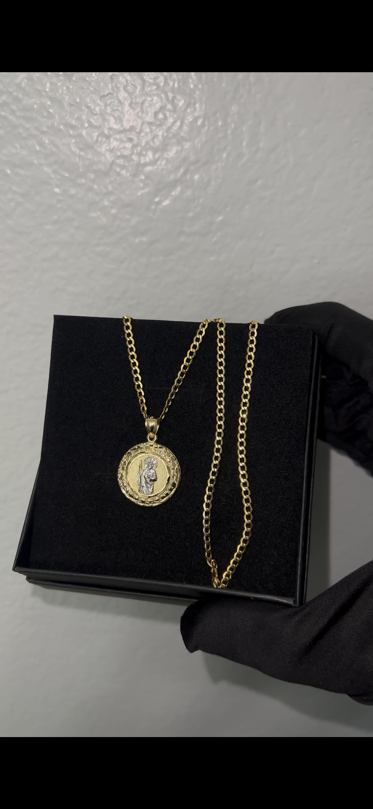 14k real gold San Judas medalla set