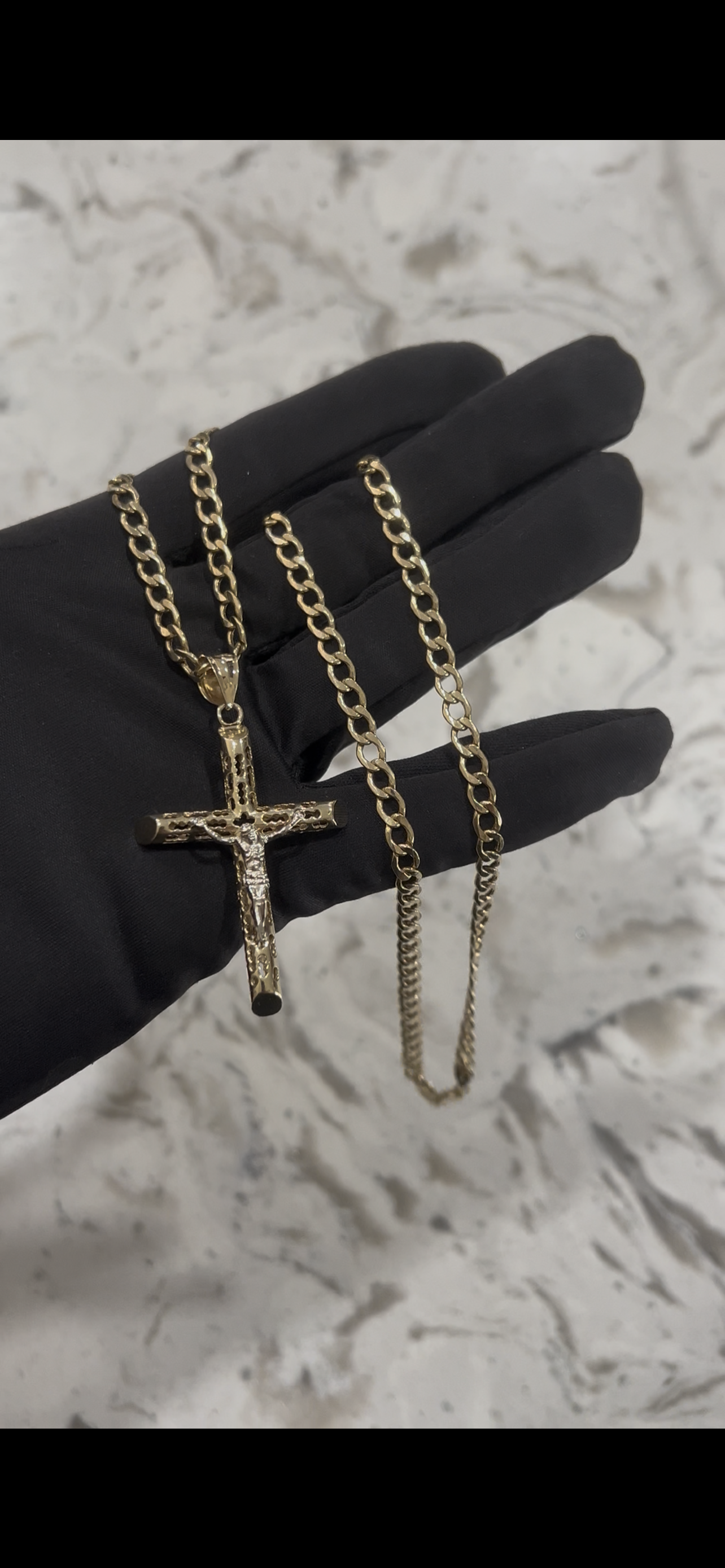 14k real gold cross Chainset