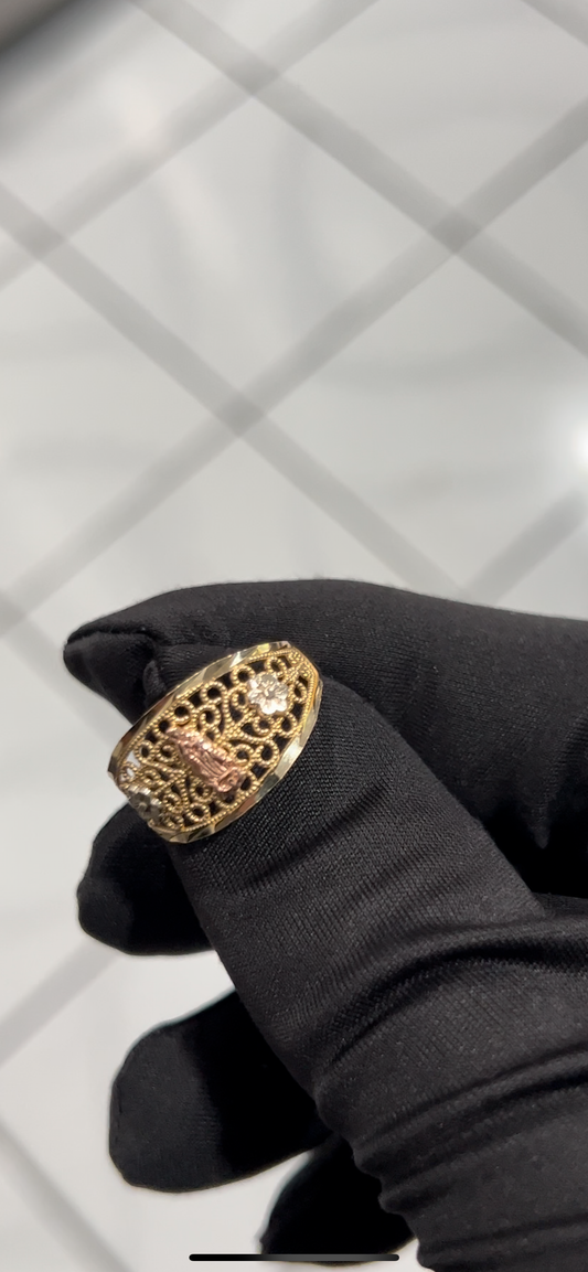 14k real gold virgen Mary ring