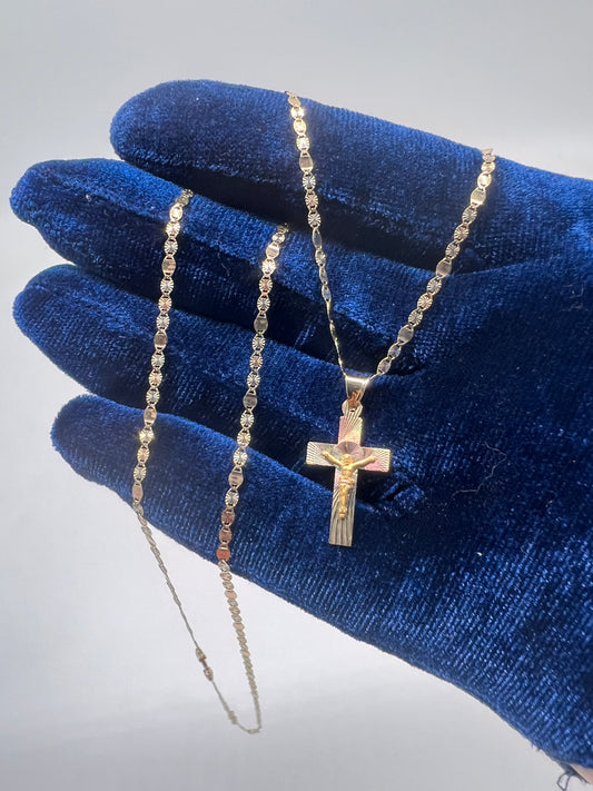 14k real gold small cross set