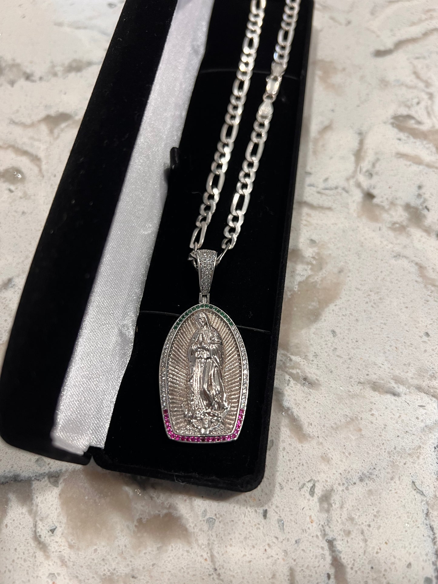 Virgen Mary real silver set
