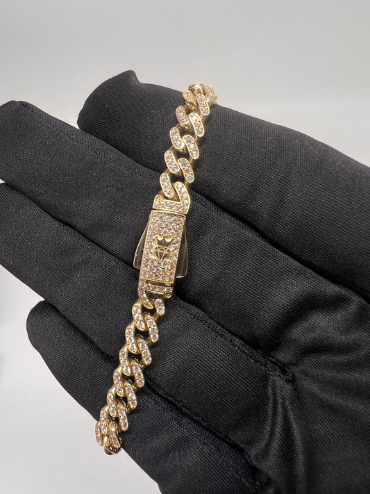 14k real gold iced out cuban bracelet