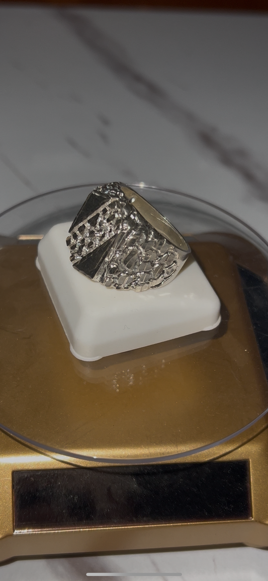 Real silver large nugget ring