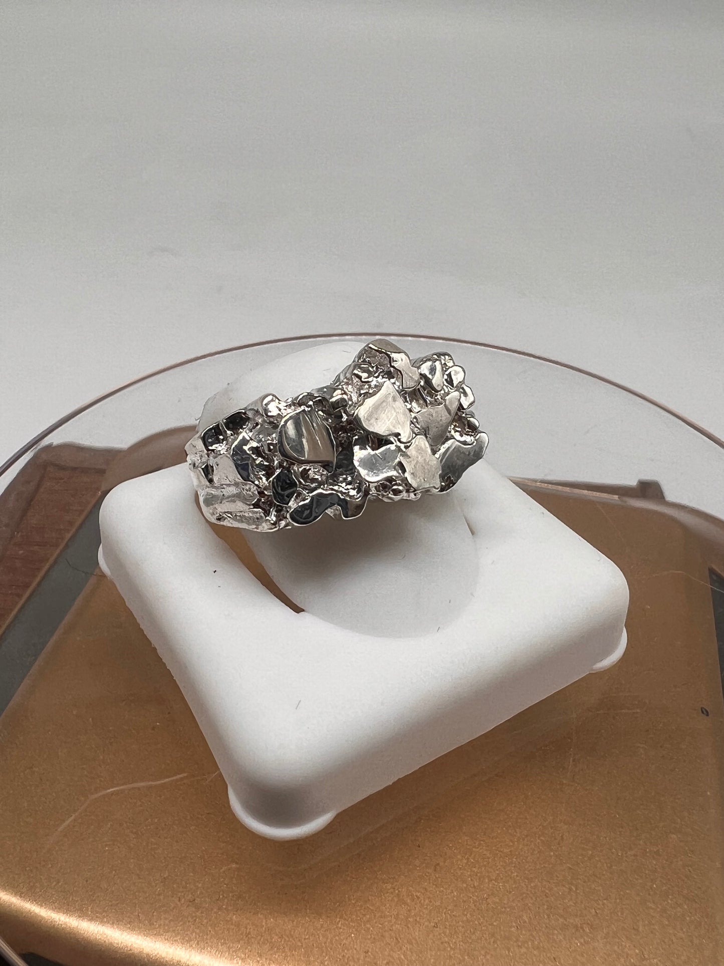 Real silver nugget ring